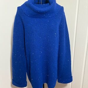 Soft Surroundings Vibrant Blue Cowl Neck Sweater